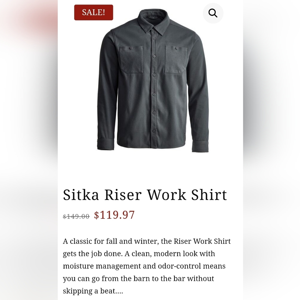 SITKA Riser Work shirt - Picture 5 of 5